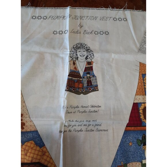 Pumpkin Junction Vest Fabric Panel, Cut & Sew by Leslie Beck Fall Harvest VIP - Picture 2 of 7